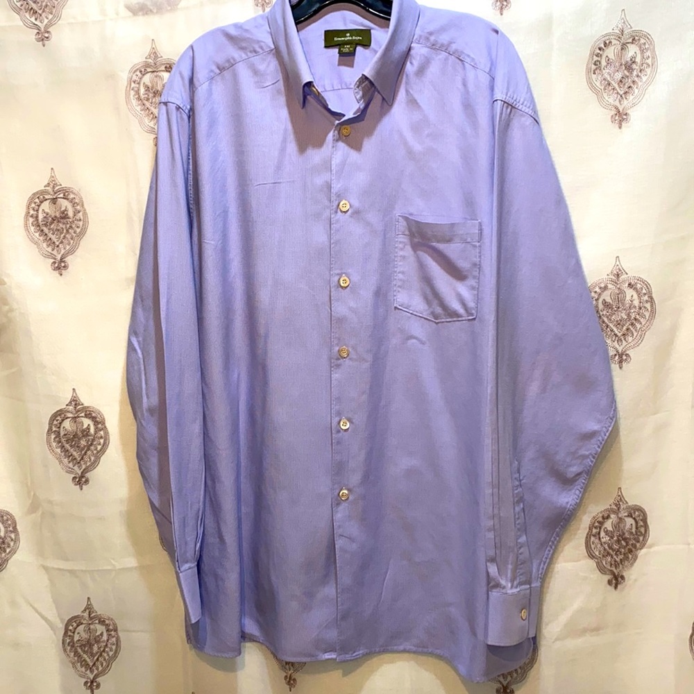 MEN ERMENEGILDO ZEGNA BLUE  DRESS SHIRT REAR YOKE POCKET SZ XXL